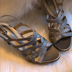 silver strapped heels size 7